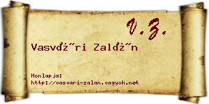Vasvári Zalán névjegykártya